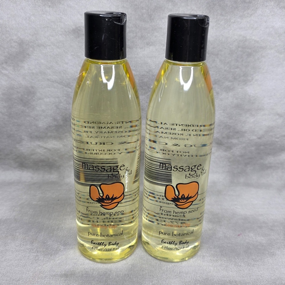 (X2) Earthly Body Hemp Seed Massage & Body Oil, 8oz, Skinny Dip